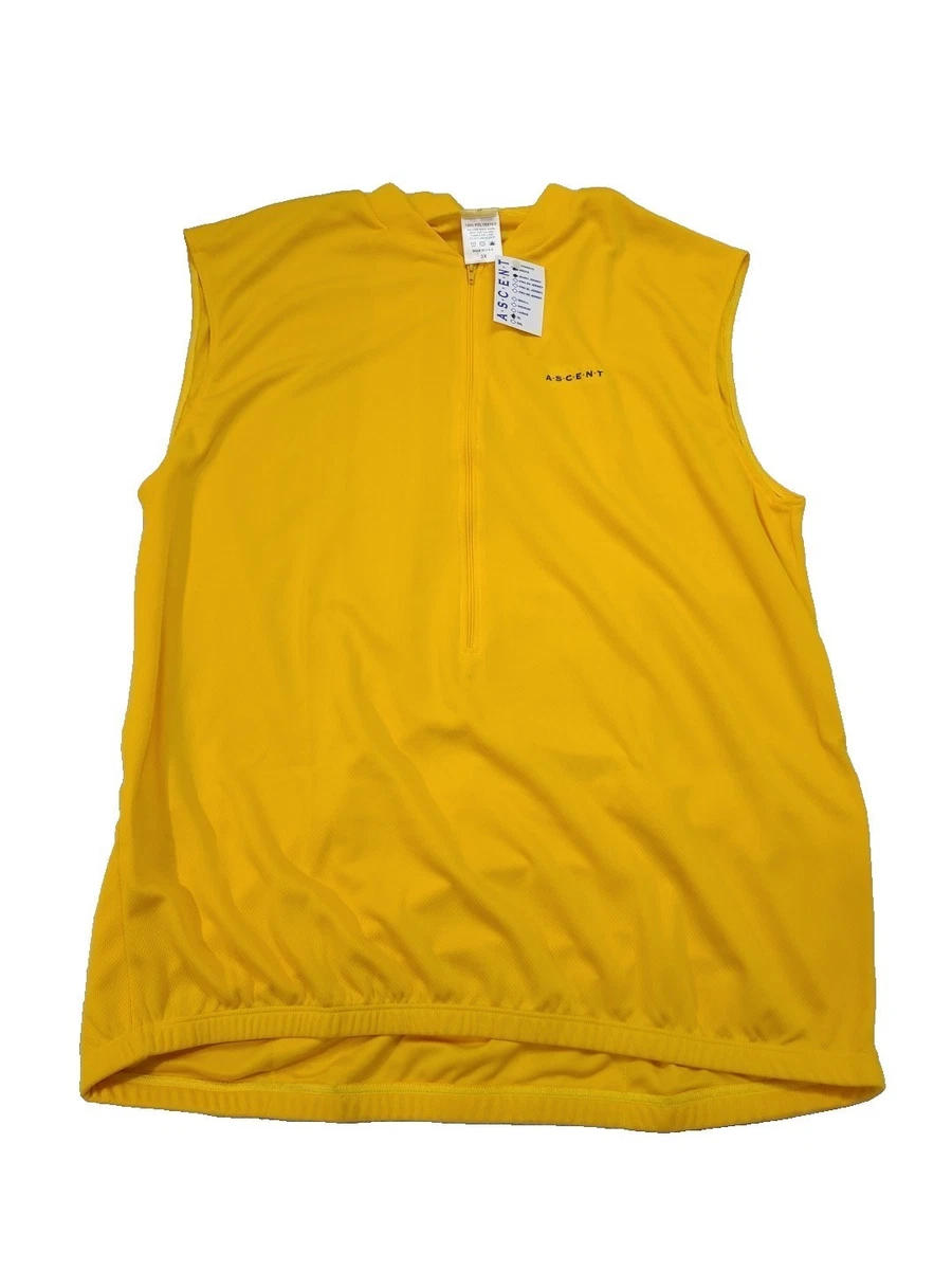 Maillot De Cyclisme Pour Hommes Zip Complet Jaune 3XL