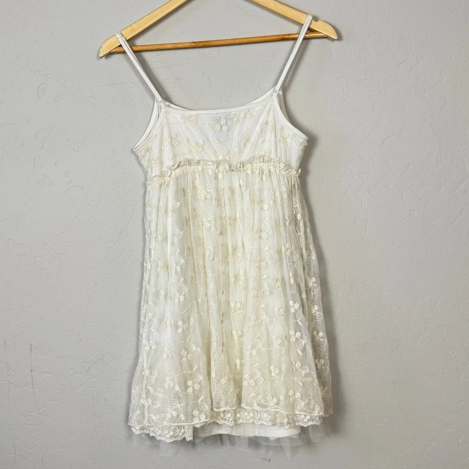Mini Vestido Babydoll Vintage Y2K Para Mujer Talla Pequeña Sello Húmedo Encaje Caprichoso Hada Foto 3 de 4