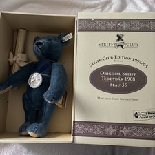 STEIFF Club Edition 1994/95 Replica Teddy Bear 1908 Blau 35 Blue Certificate Tag