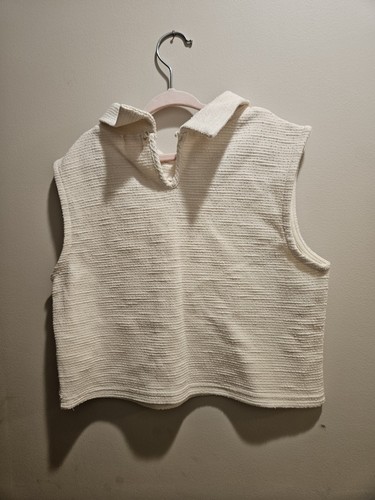 New Girls 10 "Franki" Ivory Mock Neck Cropped Tank Top With Gems - Picture 5 of 8