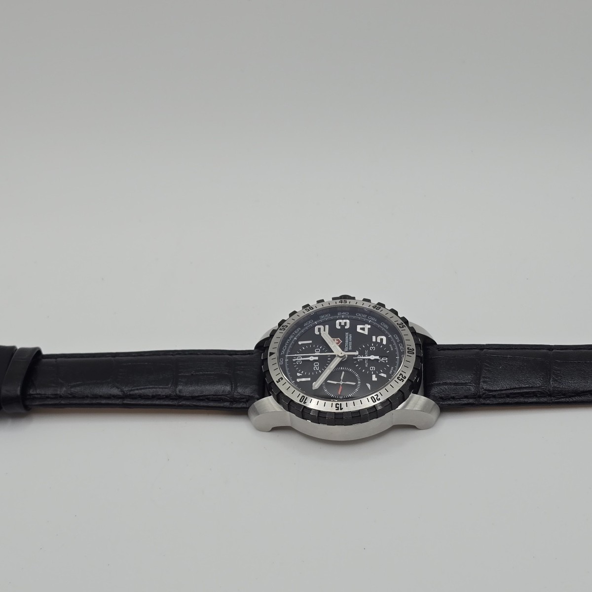 Victorinox Swis Army 43mm Stainless Steel Case Black Leather