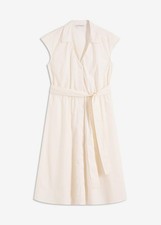 Blusenkleid mit Bindegürtel Gr. 44 Cremeweiß Damen Sommerkleid Casual-Kleid Neu