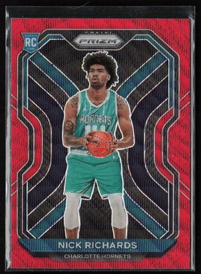 Nick Richards 2020-21 Panini Prizm - Ruby Wave Prizms #253 RC Charlotte Hornets