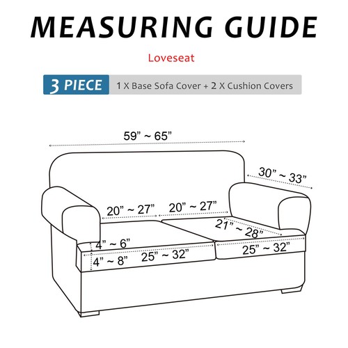 T Cushion Loveseat Slipcover with 2 Individual T Cushion Shape Seat Covers fo... - Picture 2 of 9