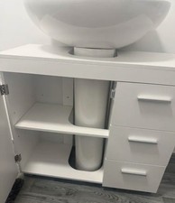 White Single Sink Bathroom Vanity Unit 70x30x64cm 3 Drawers 1 Door Shelf