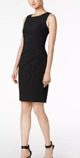 Calvin Klein Classic LBD Sunburst Sheath Sleeveless Dress Size 10