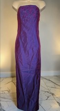 Jessica McClintock Dress 7 Gunne Sax purple iridescent satin strapless Y2k Prom