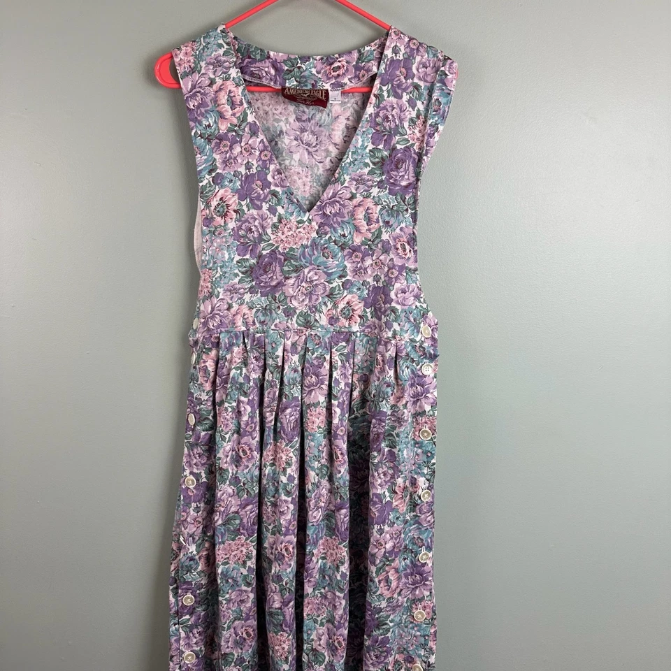 复古 80 年代 90 年代 American Eagle Outfitters 紫色花卉换装连衣裙 尺寸 6 美国 — 第 3/4 张图片