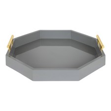 Kate & Laurel Lipton Decorative Modern Octagon Tray 18 x 18 Pink & Gold Chic
