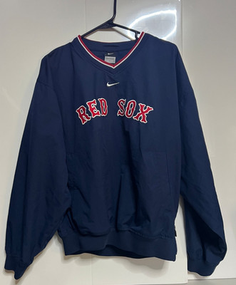 Nike Team MLB Boston Red Sox V-Neck Windbreaker Pullover Navy Blue Mens S