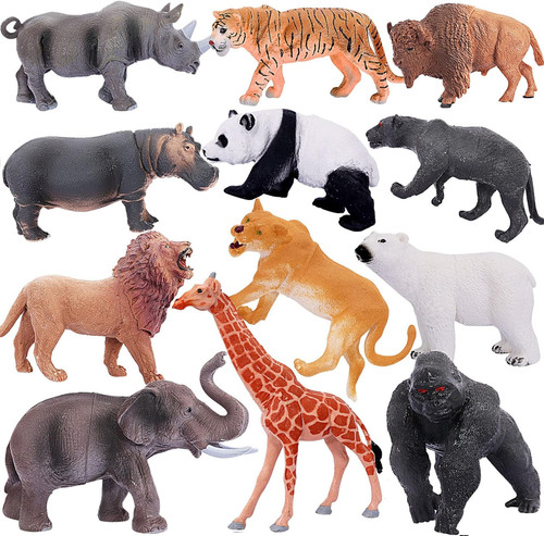12PCS Safari Animals Figures,Realistic Jungle Zoo Figurines,Wild...