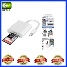 Lightning to SD Card Reader for iPhone/iPad - 2-in-1 Adapter for Easy Transfers