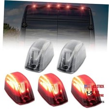 5 PCS Clear Lens LED Rear Cab Roof Marker Lights Clear Lens Red Light Rear