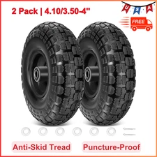 10" Solid Tires, 2 Pack Flat Free 4.10/3.50-4'' Wheels with 5/8” Axle Bore Hole