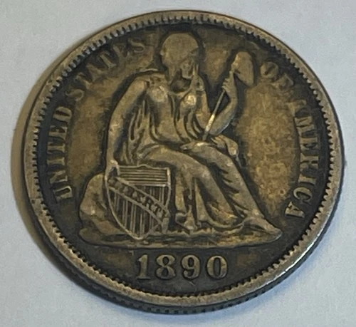 1890  Seated Liberty Silver Dime - 90% Silver  ASW 0.0723 oz