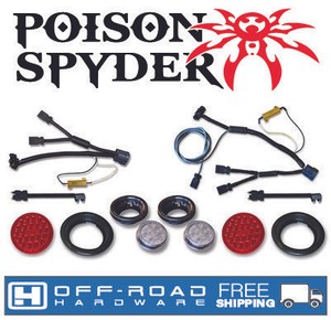 poison spyder jk led tail and reverse lights with wiring harnesses
