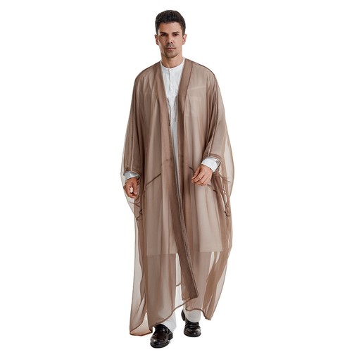 Offener Kimono Herren muslimischer Abaya Dishdash Dubai saudi-arabischer Thobe Jubba Thoub Kaftan - Bild 6 von 11