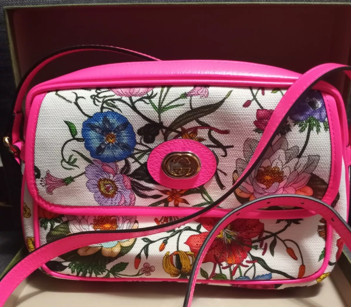 NWT GUCCI Pink 550147-493492 Flora Floral Crossbody Shoulder bag