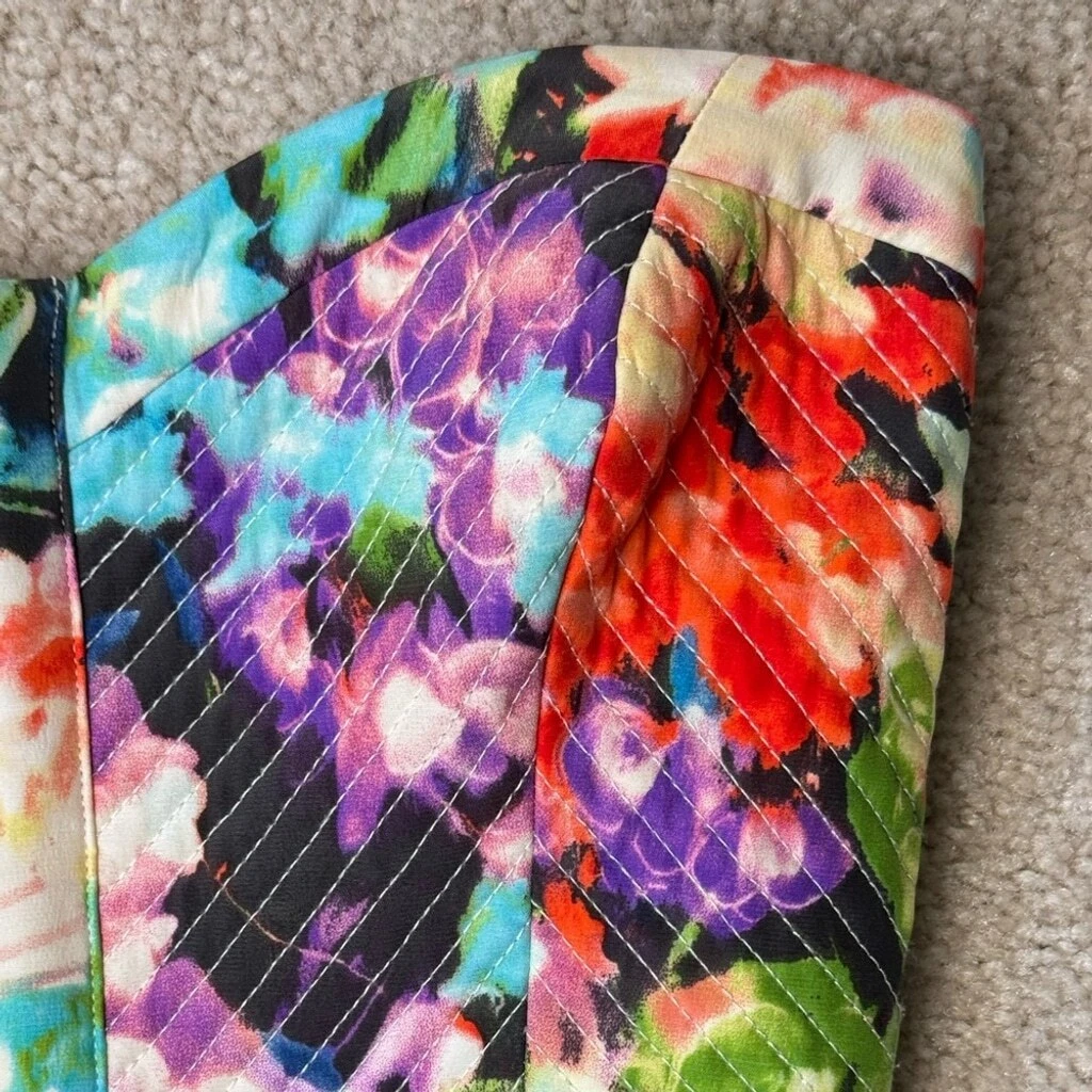 UNDERCOVER Abito senza spalline Revolve Parker Lily giardino segreto seta aderente e svasato floreale XS