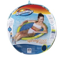 Swimways Spring Float Papasan Pool Chair Mesh Lime/Blue Easy Inflate Close Carry