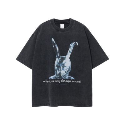ドニーダーコ　Tシャツ　ブラック 映画 movie ウサギ Amazon | ドニーダーコ 銀色のウサギ 青春 カルト SF リバース