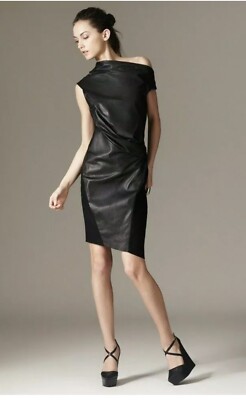 NWOT HELMUT LANG $615 BLACK LEATHER RUCHED DRESS SIZE 4 | eBay NWOT HELMUT LANG $615 BLACK LEATHER RUCHED DRESS SIZE 4 | eBay