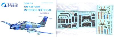 Quinta Studios 1/48 FMA IA-58 PUCARA DECAL COLORED INTERIOR SET Kinetic