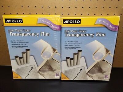 Apollo Plain Paper Transparency Film, Letter, Clear, 100/Box 