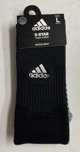 Brand New Adidas 5-Star Team Crew Socks Recycle Repreve White Black Navy Blue - Picture 8 of 13