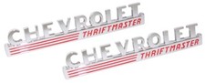1947 1948 Chevrolet Thriftmaster Chrome Hood Side Emblems Pair 47-16721-tm 1947 1948 Chevrolet Thriftmaster Chrome Hood Side Emblems Pair 47-16721-tm