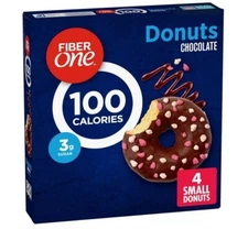 Fiber One 100 Calorie Donuts, Chocolate, 3g Sugar, 4 Count, 3.28 oz, Free Shippi