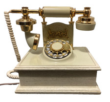 Vintage Deco-Tel French Provincial Style Cream Gold Brass Rotary Phone