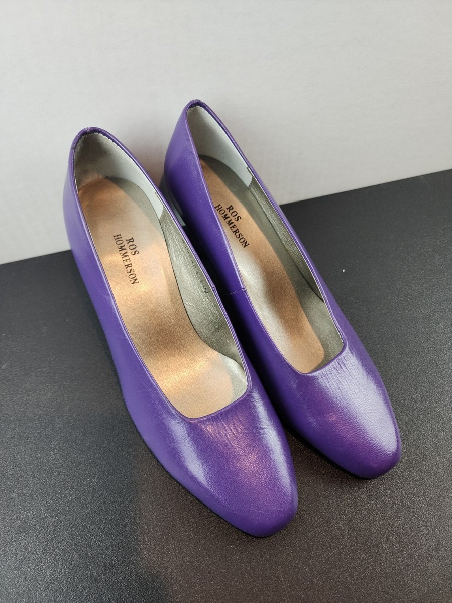 Ros Hommerson Purple Leather Comfort Pumps Size 6W | eBay