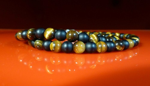 Matte Onyx / Tigers Eye Necklace Therapeutic Gemstone - Picture 3 of 3