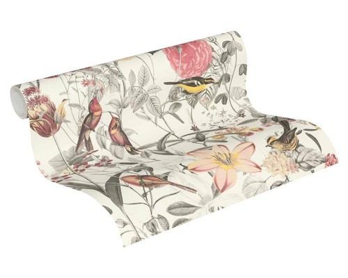 Vliestapete Exotic Life Blumen Vögel Floral weiß gelb grau 37276-1 (5,16€/1qm) - Bild 2 von 5