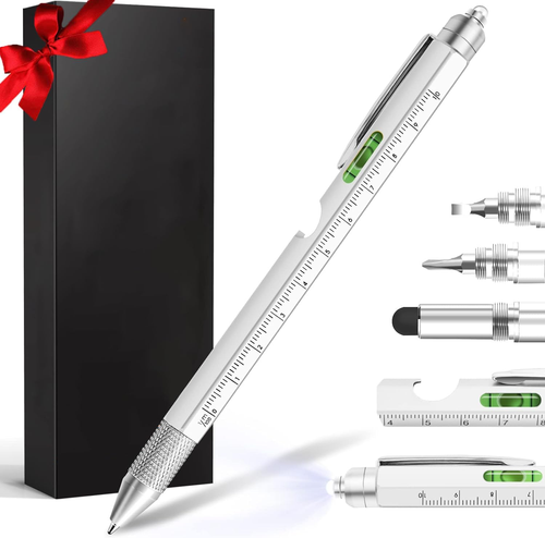 Gifts for Men, 9 in 1 Multitool Pen Set - LED Light, Touchscreen Stylus, Ruler, - Picture 11 of 12