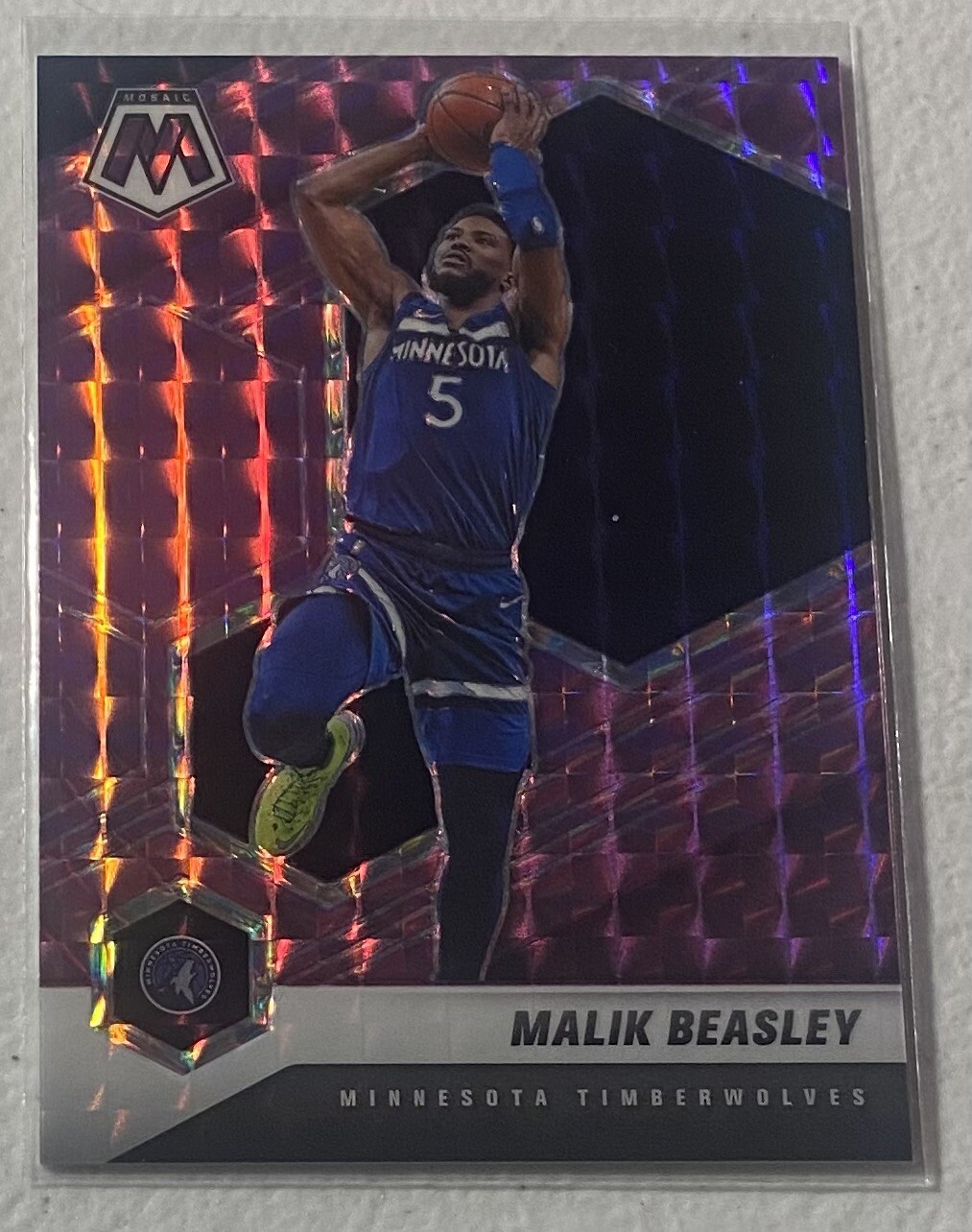MALIK BEASLEY - 2020-21 Mosaic Basketball- PURPLE PRIZM #162 - #’d 29/49 -Wolves
