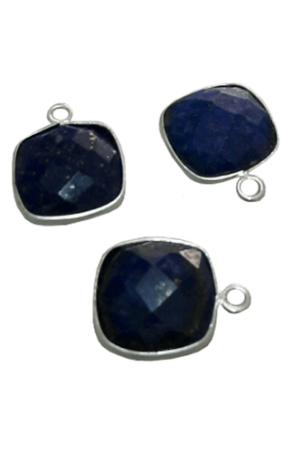 Natural Gemstone Connector Sterling Silver Square Briolette Bezel Connector - Picture 2 of 24