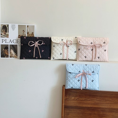 Laptop Bag Embroidered Bow Laptop Sleeve Case for 11/13/15 Inch Notebook Tablet - Afbeelding 5 van 30