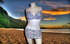 NWT GOTTEX PROFILE SPRING DAISY floral BIKINI BATHING SUIT Mini SKIRT SZ- 8