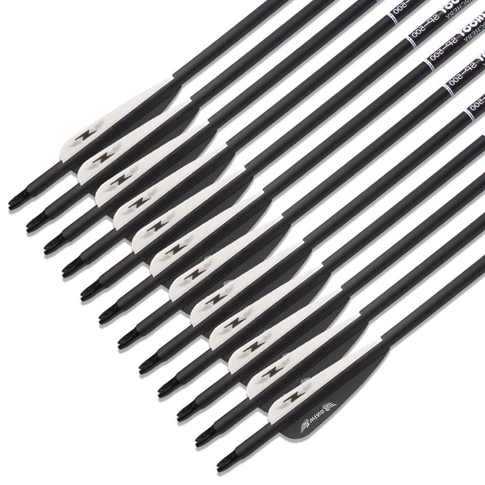 12X30Inch Carbon Arrows Spine500 Archery Compound Recurve Archery Arrows Hunting - Image 3 of 4