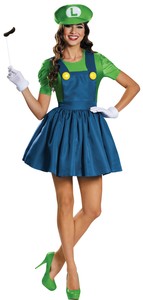 Luigi Skirt Women Deluxe Adult Costume Super Mario Brothers Halloween  Disguise | Ebay