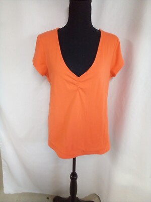 Sutton Studio womans short sleeve orange tee XL pit to pit 19