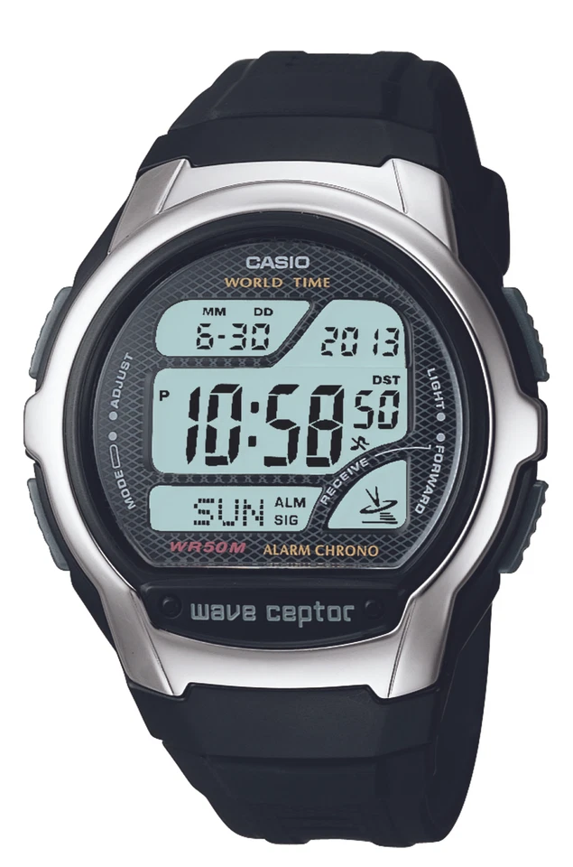 Reloj Casio Wave Ceptor Hombre Cuarzo Hora Mundial Resina Negra 42mm WV58A-1AV