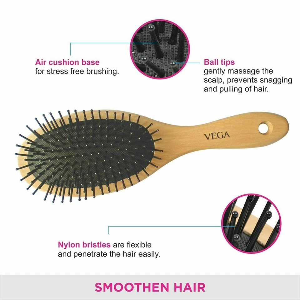 Vega Wooden Bamboo Cushioned Brush Foto 3 de 4