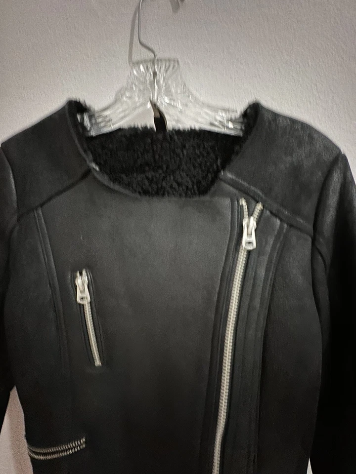 Top Shop 100% real sheepskin jacket size 4 - Image 2 of 4