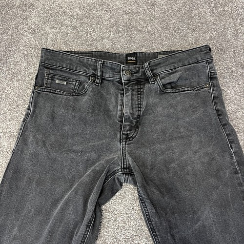 Hugo Boss Herren Jeans Slim Tapered Anthrazit Grau Stretch Faded Delaware W32 L32 - Bild 4 von 12