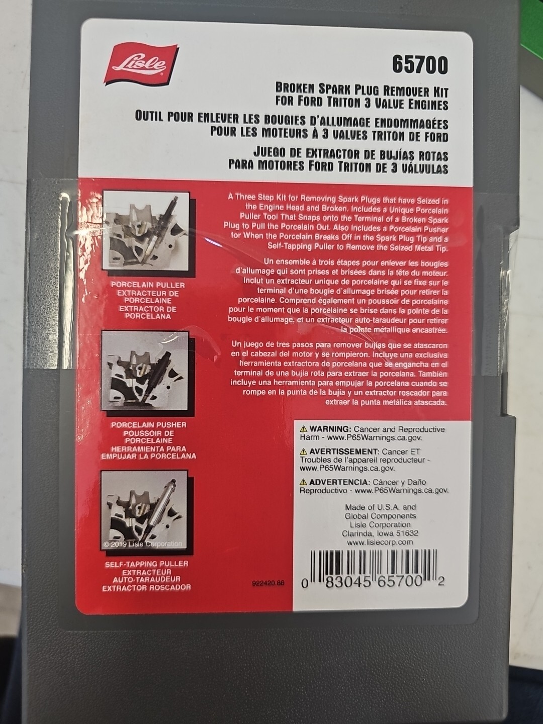 Lisle 65700 Broken Spark Plug Remover Kit for Ford Triton 3 Valve