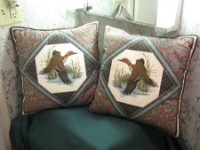 Throw Pillows Duck GW Teal set of 2 for Cabin Sofa Bed Very Nice Vintage LQQK !