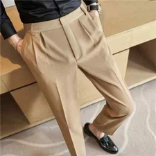 Men Suit Pant British Style Slim Fit Casual Pantalon Party Formal Dress Trousers